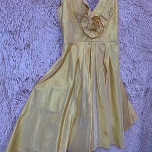 Iridescent Yellow Carmen Marc Valvo Silk Dress
